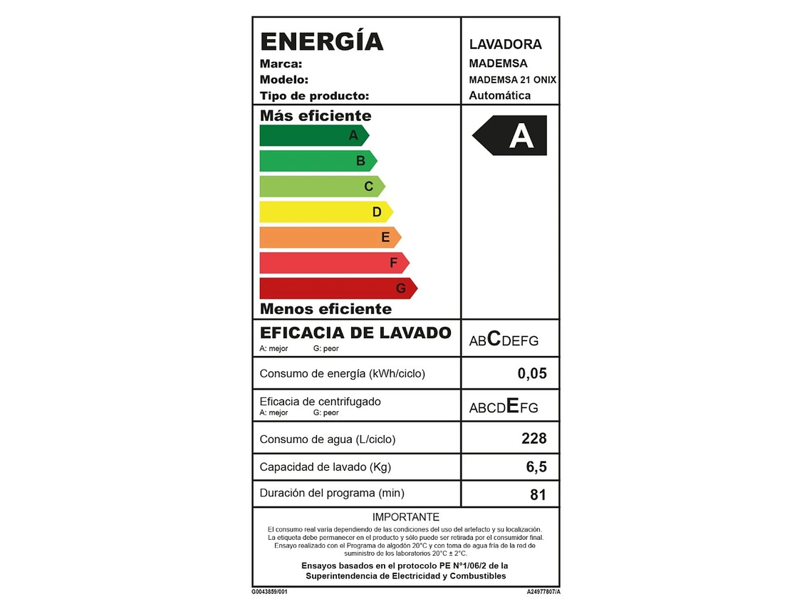LAVADORA AUTOMÁTICA MADEMSA 21KG CARGA SUPERIOR 21 GRIS ONIX 6