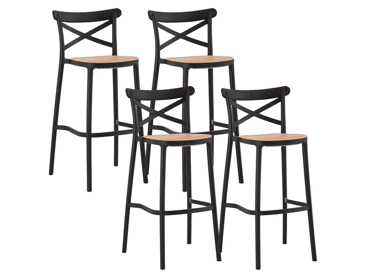 PACK 4 TABURETES BAR VALENTINO EN COLOR NEGRO 75 CM | ESTILO VINTAGE | EXTERIOR 1