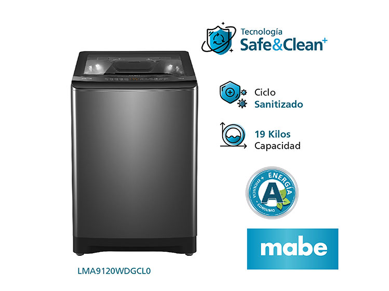 LAVADORA CARGA SUPERIOR MABE LMA9120WDGCL0 19KG GRAFITO 1