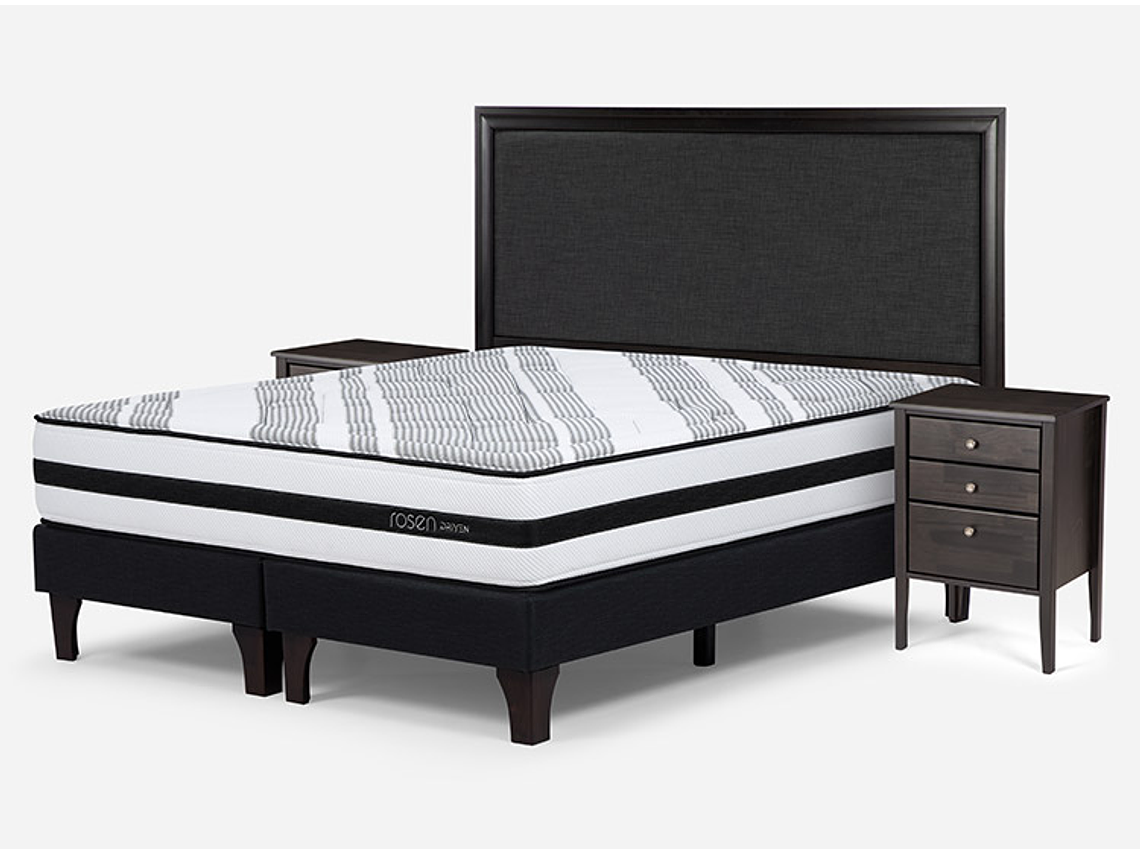 JUEGO DE DORMITORIO ROSEN CAMA EUROPEA DRIVEN KING + MADERAS NOLITA GRAFITO 2