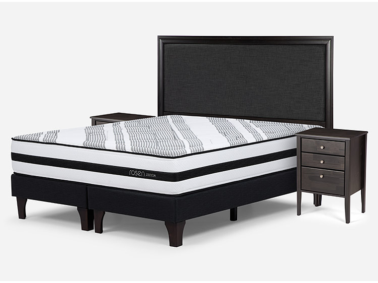 JUEGO DE DORMITORIO ROSEN CAMA EUROPEA DRIVEN KING + MADERAS NOLITA GRAFITO 2