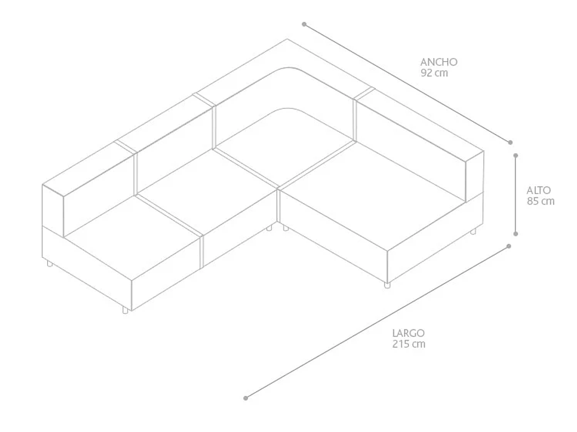 SOFÁ SECCIONAL ROSEN CARTER DERECHO 5 CUERPOS 3