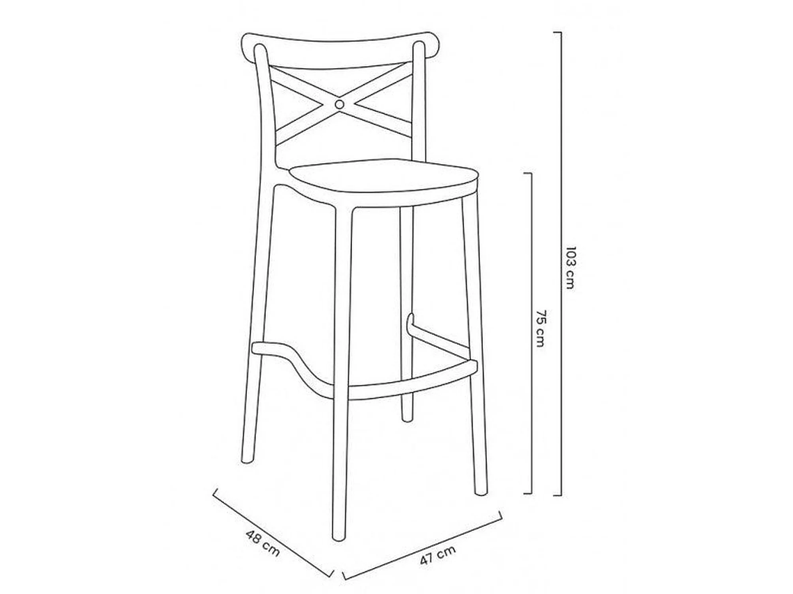 PACK 4 TABURETES BAR VALENTINO EN COLOR NEGRO 75 CM | ESTILO VINTAGE | EXTERIOR 4