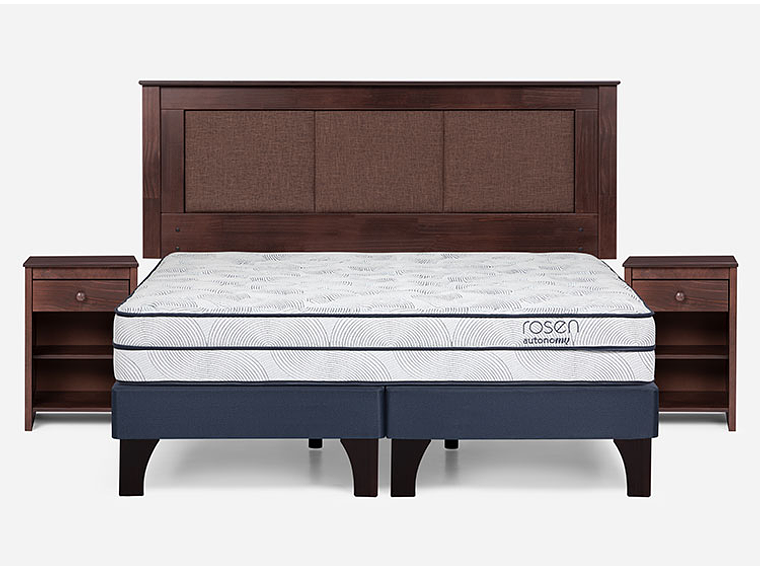 JUEGO DE DORMITORIO ROSEN CAMA EUROPEA AUTONOMY SKY BD 2 PLAZAS AZUL + SET RACHEL 1