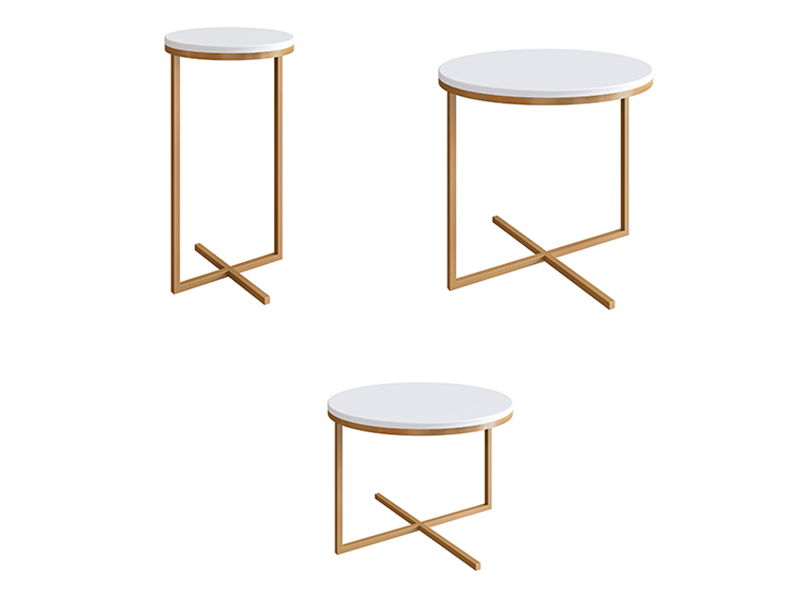 SET 3 MESAS DE CENTRO DECOCASA VOLPI DORADO 50 X 50 CM 3