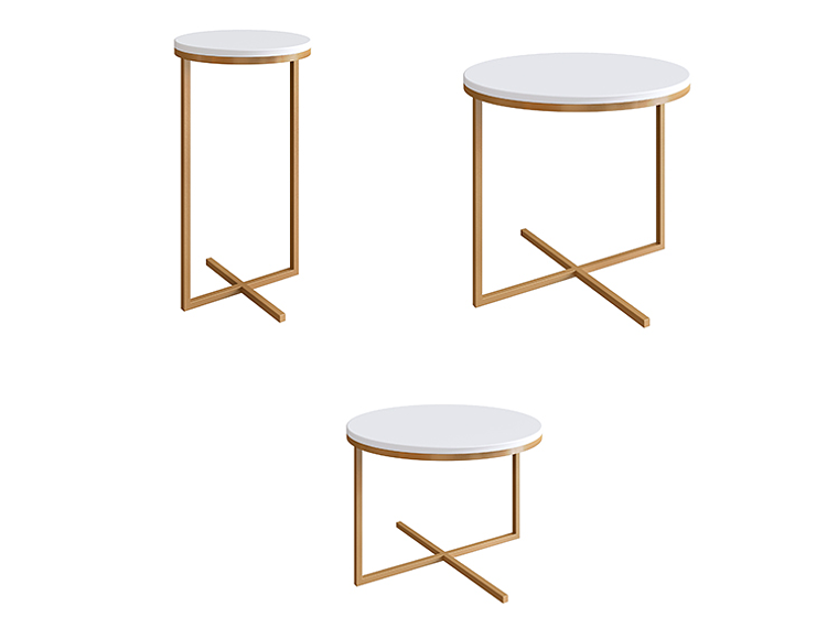 SET 3 MESAS DE CENTRO DECOCASA VOLPI DORADO 50 X 50 CM 3