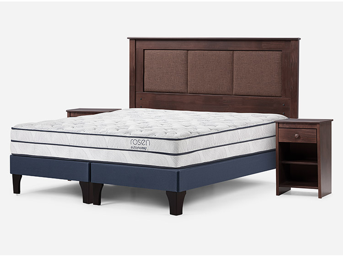 JUEGO DE DORMITORIO ROSEN CAMA EUROPEA AUTONOMY SKY BD 2 PLAZAS AZUL + SET RACHEL 2