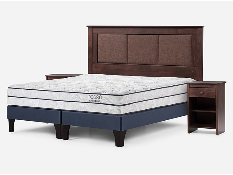 JUEGO DE DORMITORIO ROSEN CAMA EUROPEA AUTONOMY SKY BD 2 PLAZAS AZUL + SET RACHEL 2