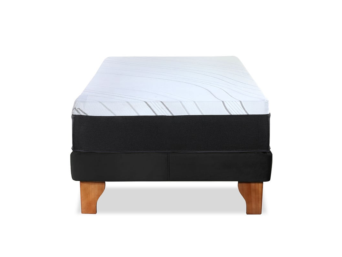 CAMA ZEN TOP SPRING HYBRID TELA NEGRO 1PZA 2