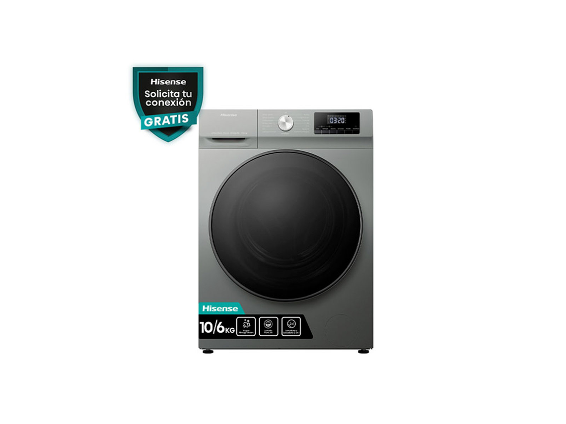 LAVADORA SECADORA CARGA FRONTAL HISENSE WD3Q1042BT 10KG/6KG GRIS 1