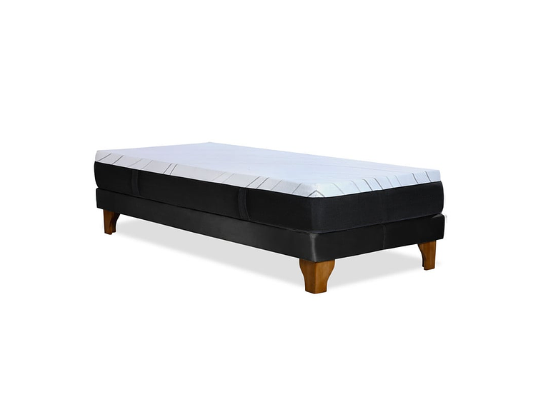 CAMA ZEN TOP SPRING HYBRID TELA NEGRO 1PZA 3