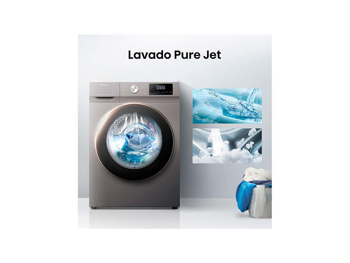 LAVADORA SECADORA CARGA FRONTAL HISENSE WD3Q1042BT 10KG/6KG GRIS 4