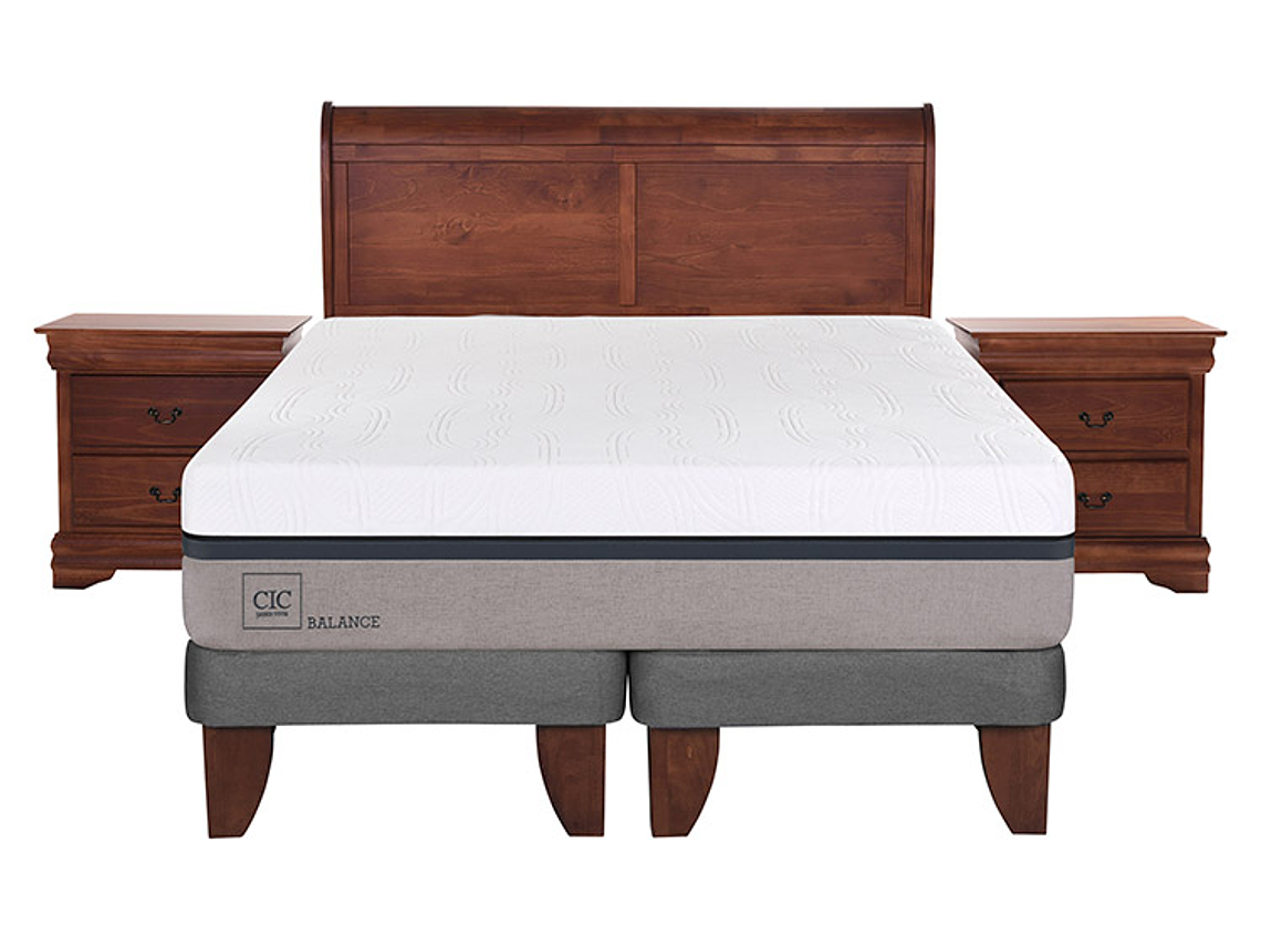 JUEGO DE DORMITORIO CIC CAMA EUROPEA BALANCE KING + MADERAS MIRO 1