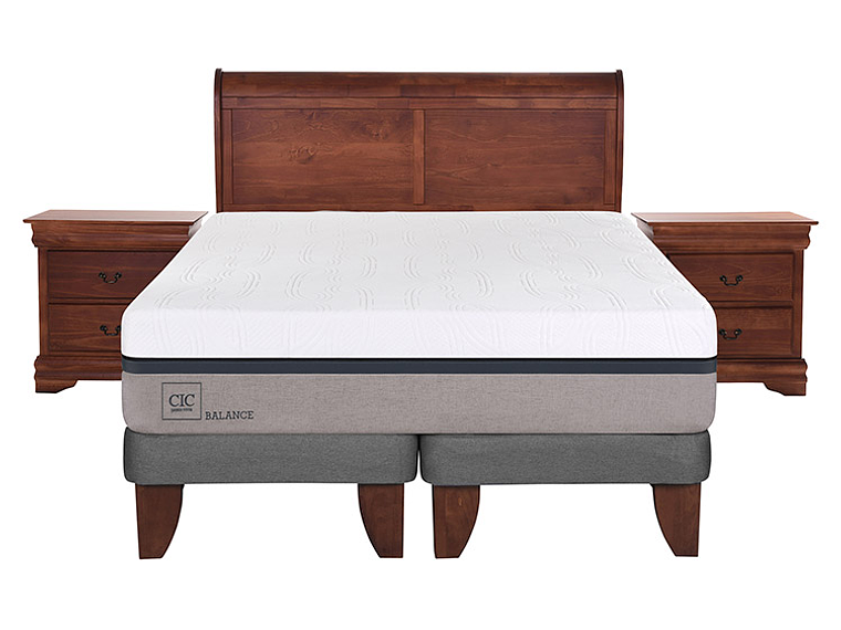 JUEGO DE DORMITORIO CIC CAMA EUROPEA BALANCE KING + MADERAS MIRO 1