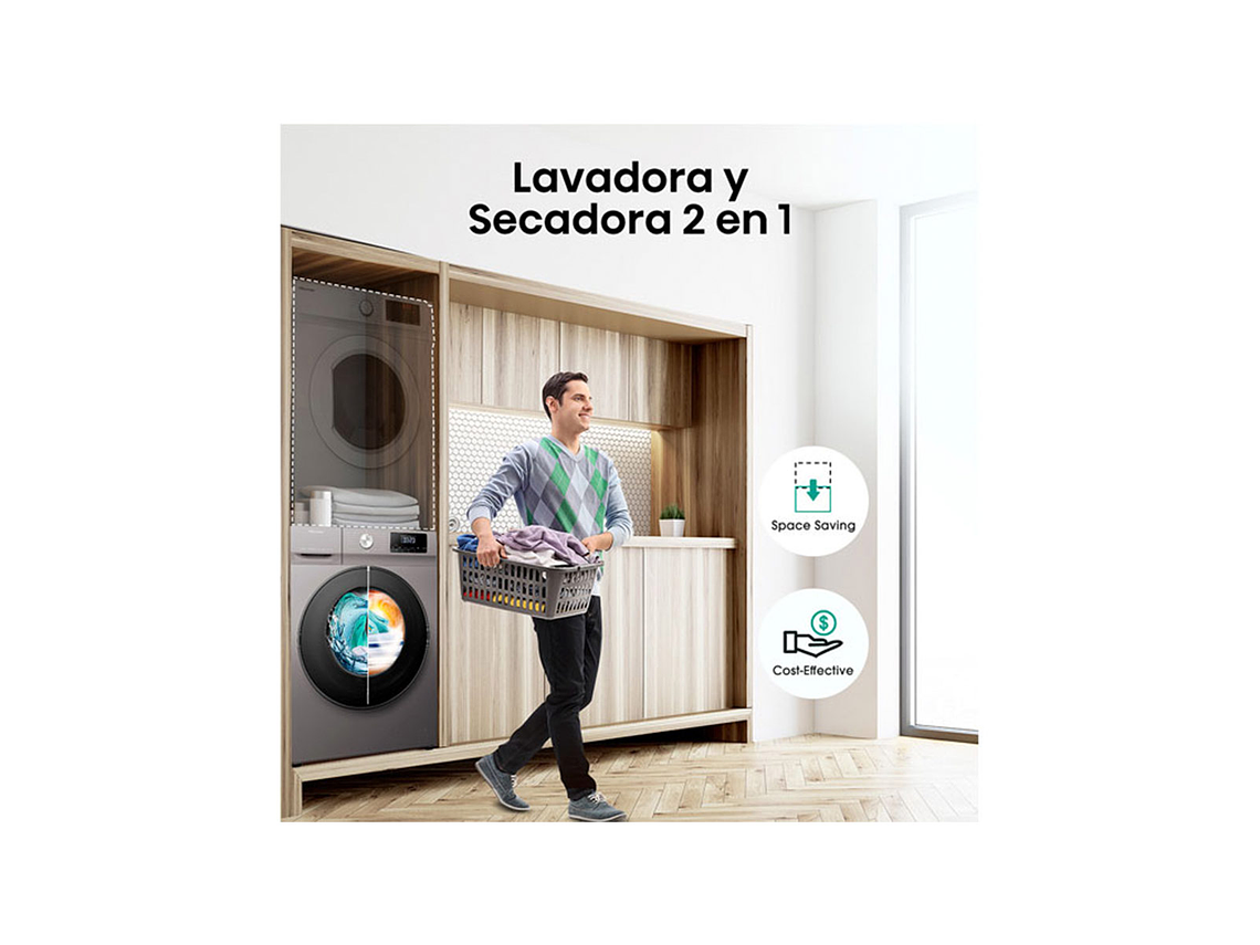 LAVADORA SECADORA CARGA FRONTAL HISENSE WD3Q1042BT 10KG/6KG GRIS 6