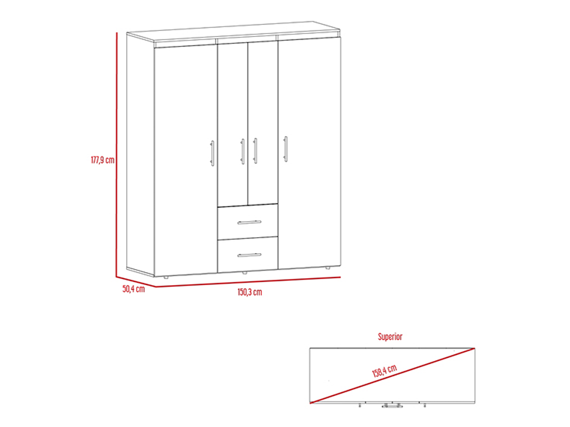 CLOSET TUHOME BARILOCHE ECO WENGUE 15 PUERTAS 2 CAJONES NEGRO 3