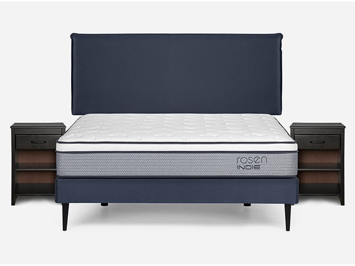 JUEGO DE DORMITORIO ROSEN CAMA EUROPEA INDIE BN 2 PLAZAS + SET MAURICE 1