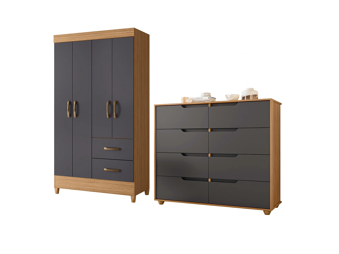 COMBO CLOSET VEKKA HOME MOBI 4 PUERTAS 2 CAJONES + COMODA 8 CAJONES GRAFITO 3