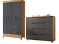 COMBO CLOSET VEKKA HOME MOBI 4 PUERTAS 2 CAJONES + COMODA 8 CAJONES GRAFITO - Miniatura 3