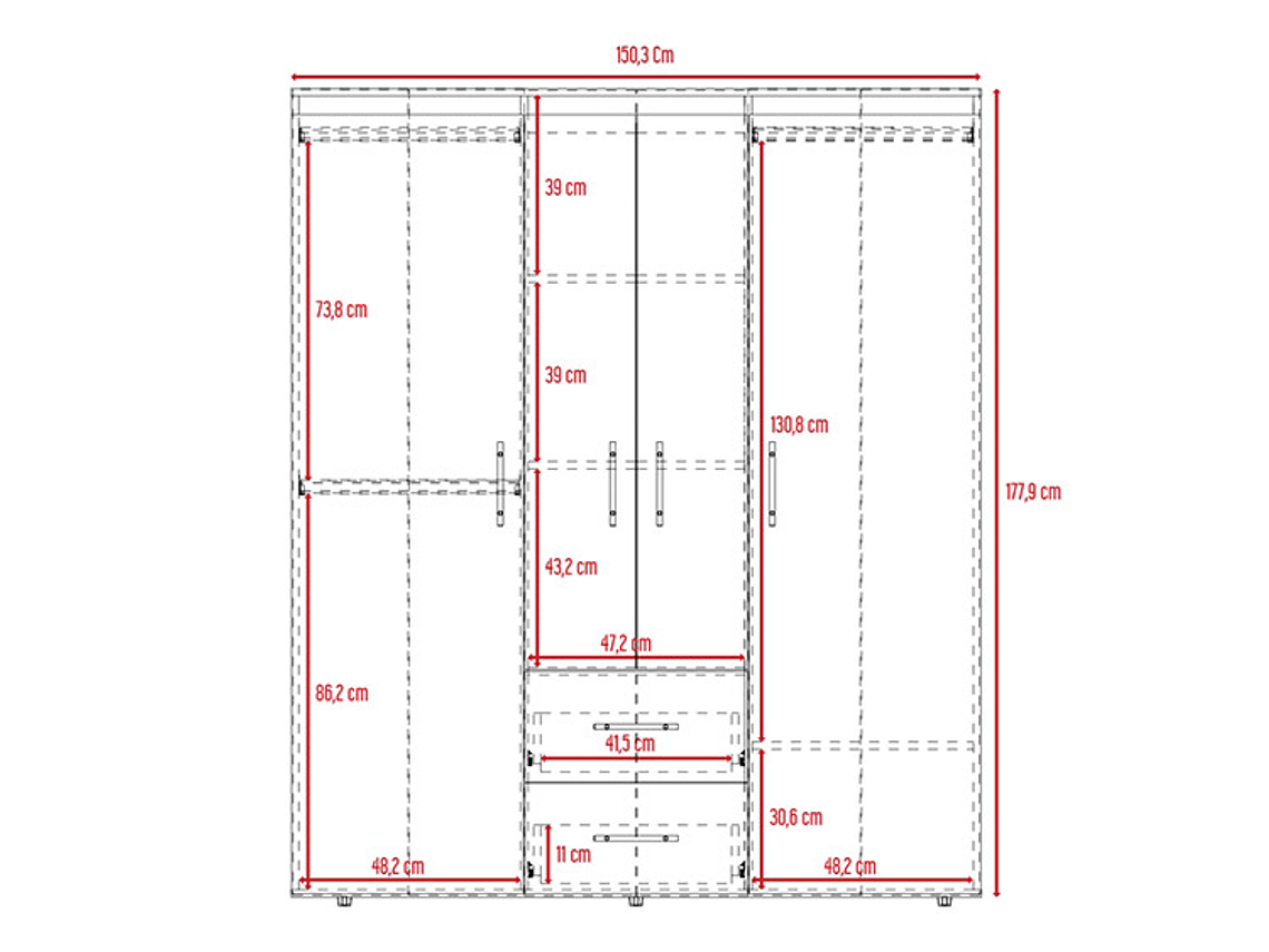 CLOSET TUHOME BARILOCHE ECO WENGUE 15 PUERTAS 2 CAJONES NEGRO 5