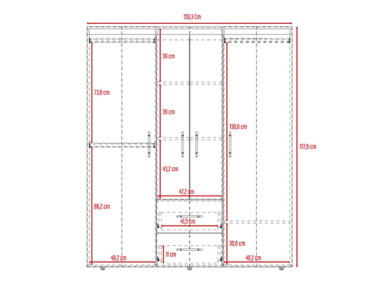 CLOSET TUHOME BARILOCHE ECO WENGUE 15 PUERTAS 2 CAJONES NEGRO 5