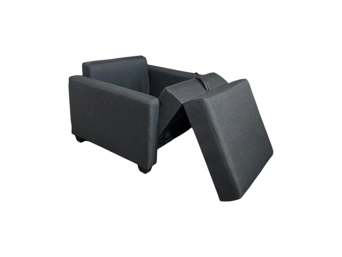 SOFA CAMA MULTIFUNCIONAL DE UN CUERPO LINO GRIS OSCURO 4