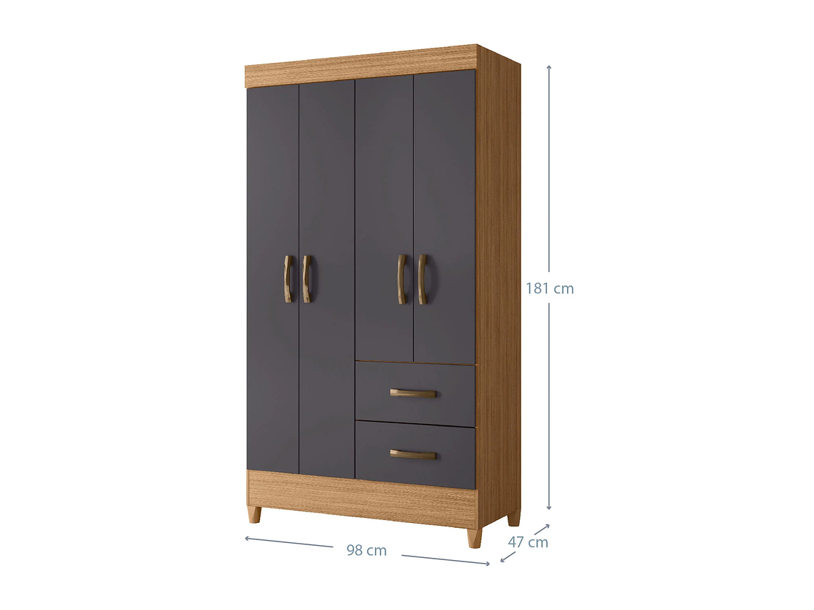 COMBO CLOSET VEKKA HOME MOBI 4 PUERTAS 2 CAJONES + COMODA 8 CAJONES GRAFITO 4