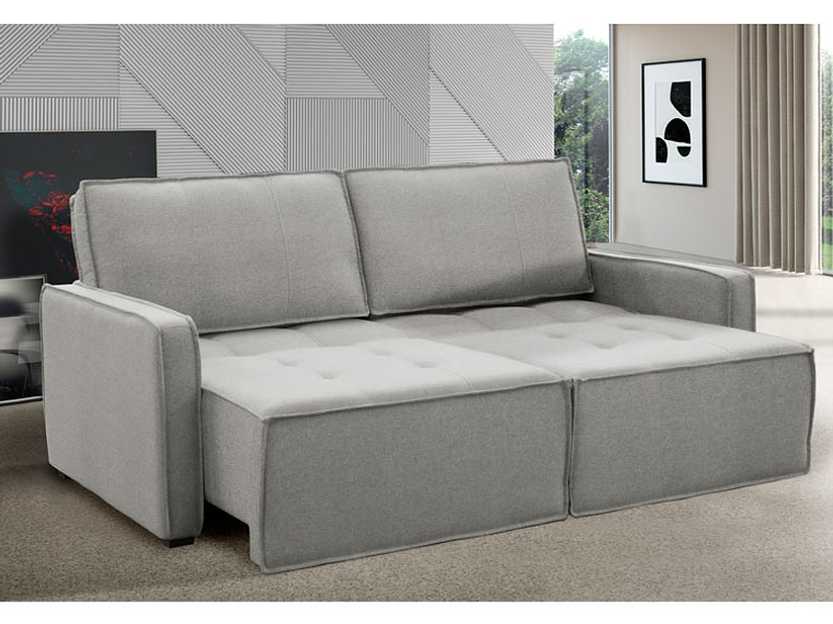 SOFÁ CAMA DECOCASA RECLINABLE DUOMO 3 CUERPOS LINO GRIS 3