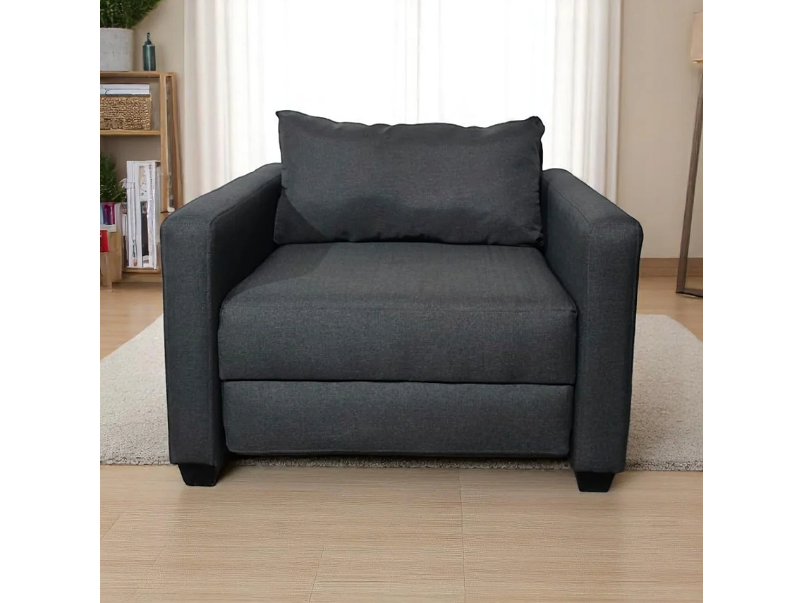 SOFA CAMA MULTIFUNCIONAL DE UN CUERPO LINO GRIS OSCURO 6