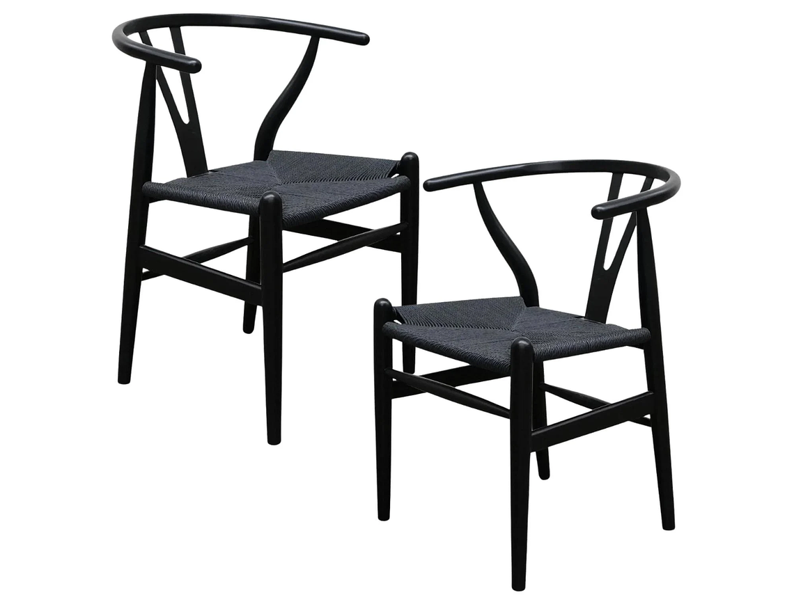 PACK PANDALINO NEGRO 2 SILLA WISHBONE NÓRDICA MADERA 3
