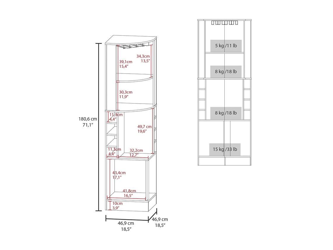 BAR FMFURNITURE ESQUINERO SOPORTE COPAS FM 001N NEGRO 5
