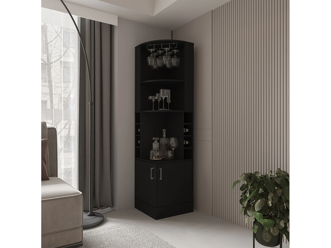 BAR FMFURNITURE ESQUINERO SOPORTE COPAS FM 001N NEGRO 6