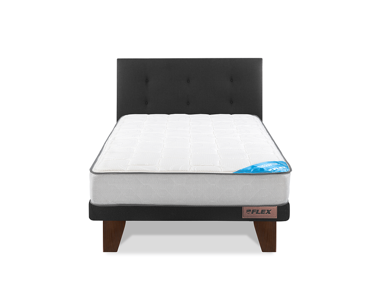 CAMA EUROPEA FLEX THERAPEDIC 1,5 PL + RESPALDO ROYAL NEGRO 2