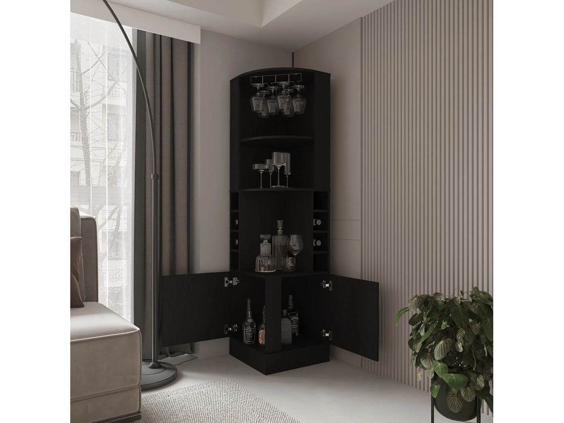 BAR FMFURNITURE ESQUINERO SOPORTE COPAS FM 001N NEGRO 7