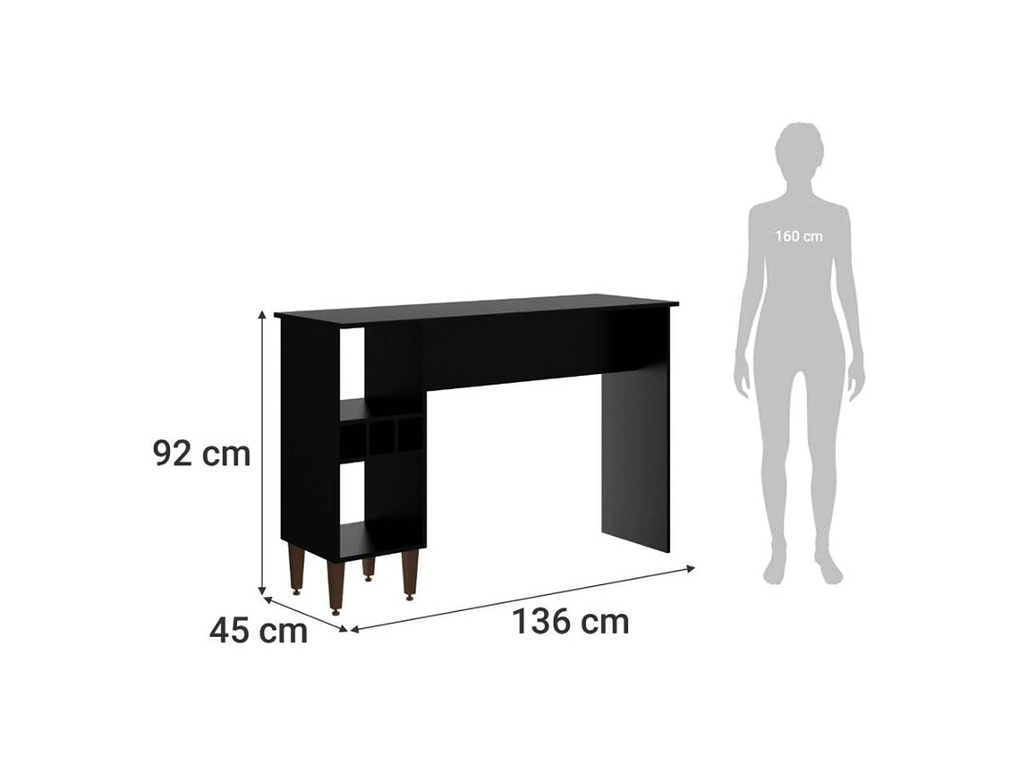 MESA COMEDOR IMPORTCLICK HOG.555 DIARIO 136X92X45 CM NEGRO MADERA 2