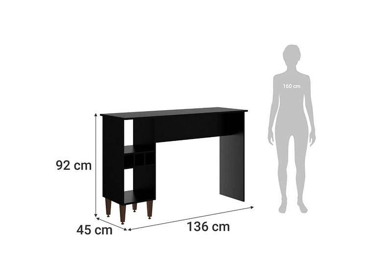 MESA COMEDOR IMPORTCLICK HOG.555 DIARIO 136X92X45 CM NEGRO MADERA 2