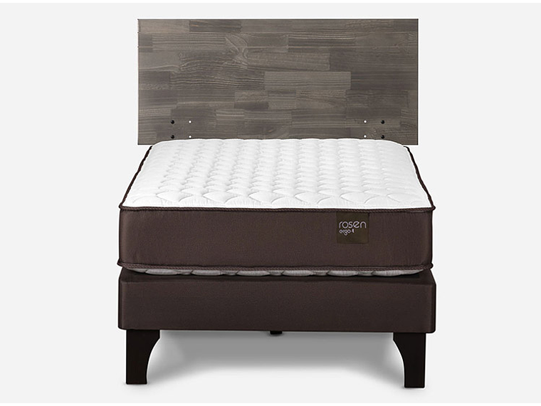 JUEGO DE DORMITORIO ROSEN CAMA EUROPEA ERGO T NEW 1 PLAZA CAFÉ + RESPALDO TABOR GRAFITO 1