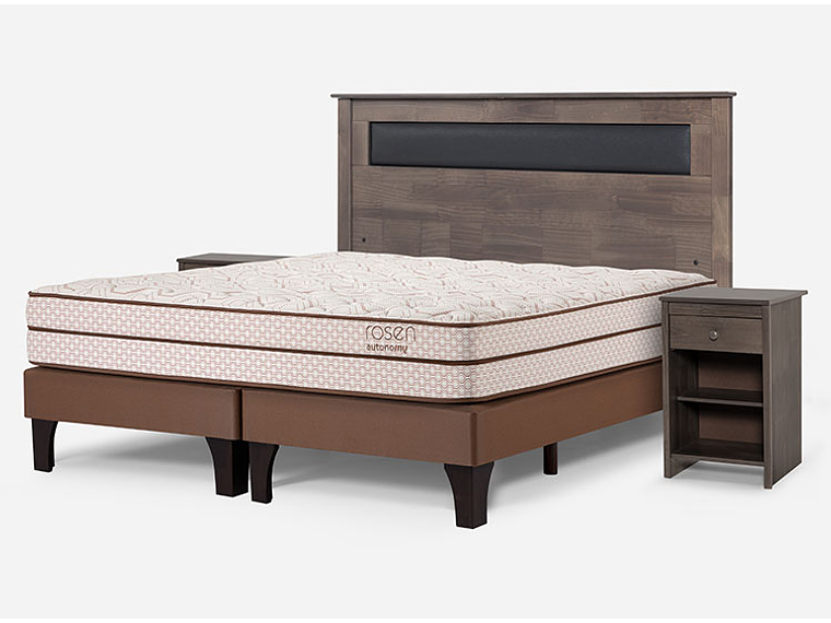 JUEGO DE DORMITORIO ROSEN CAMA EUROPEA AUTONOMY LAND PB BD 2 PLAZAS + SET FERRARA GRIS 2