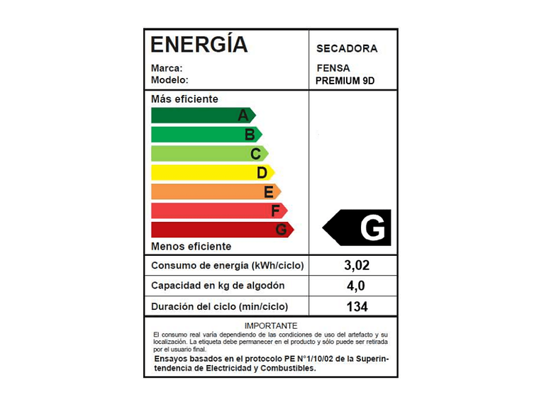 SECADOR ROPA 9KG FENSA FRONTAL PREMIUM CARE 9D BLANCA 8