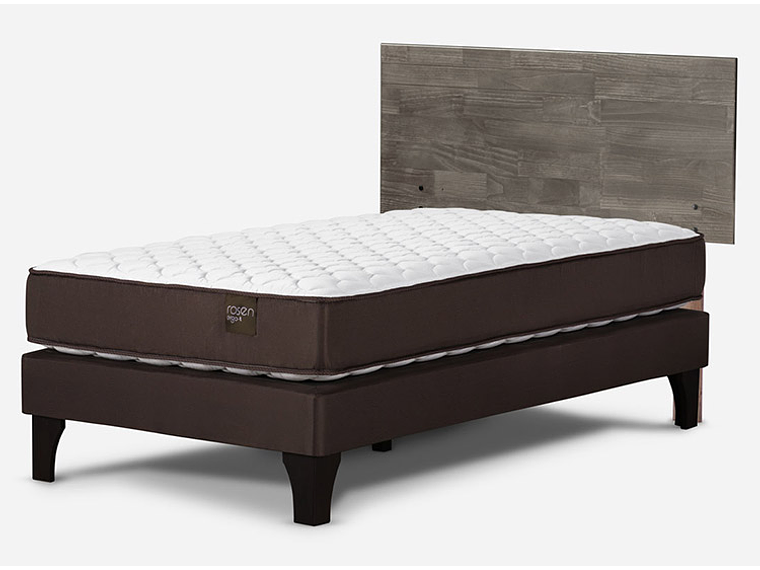 JUEGO DE DORMITORIO ROSEN CAMA EUROPEA ERGO T NEW 1 PLAZA CAFÉ + RESPALDO TABOR GRAFITO 2