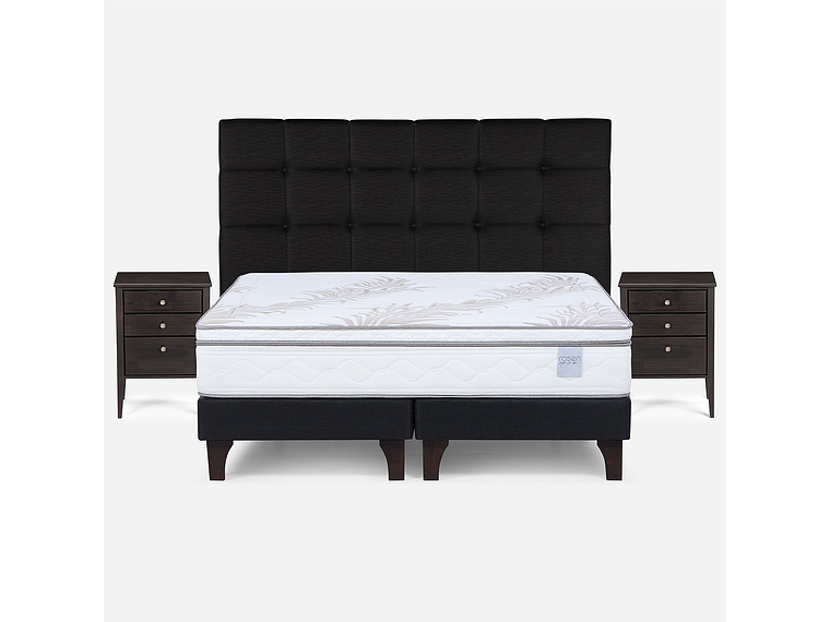 CAMA EUROPEA NEO PLUS KING + MUEBLES ISSEY GRAFITO 1