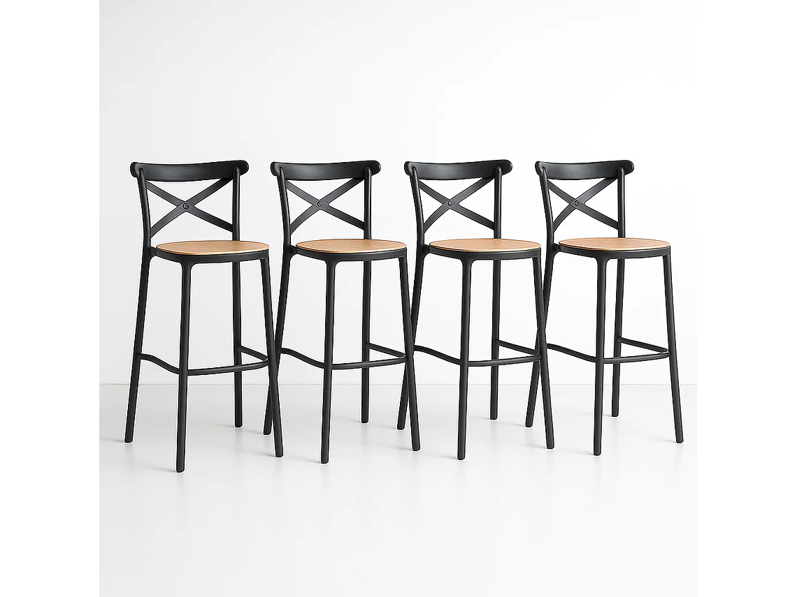 TABURETES KLIK MUEBLES CROSSBACK 1 CUERPO NEGROS PACK 4 DANUBIO 1