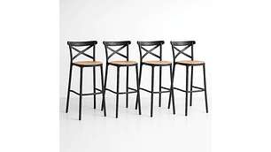 TABURETES KLIK MUEBLES CROSSBACK 1 CUERPO NEGROS PACK 4 DANUBIO