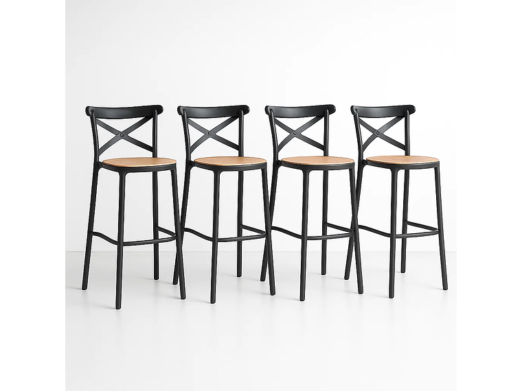 TABURETES KLIK MUEBLES CROSSBACK 1 CUERPO NEGROS PACK 4 DANUBIO 1