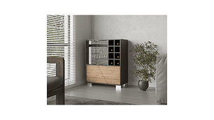 BAR BAJO 2 PUERTAS 8 BOTELLEROS FM-003O CAFÉ OSCURO Y CAFÉ CLARO