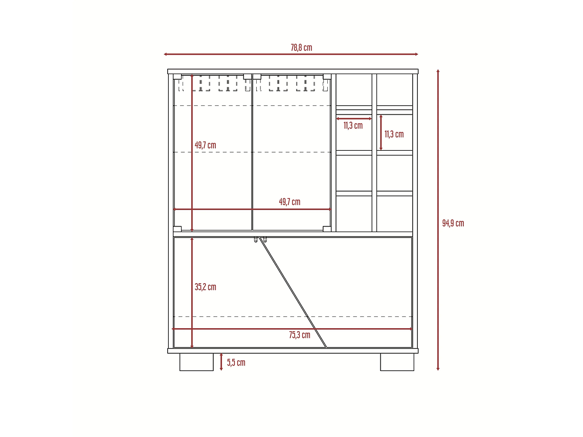 BAR BAJO 2 PUERTAS 8 BOTELLEROS FM-003O CAFÉ OSCURO Y CAFÉ CLARO 2