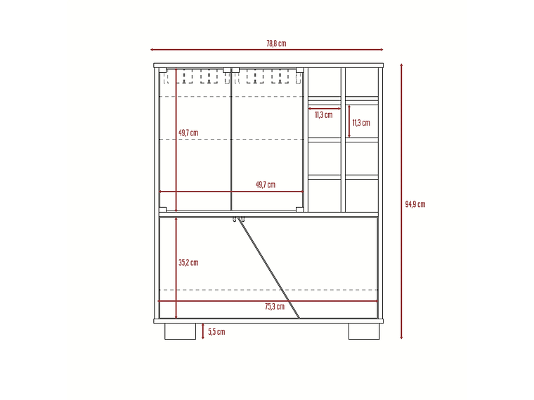 BAR BAJO 2 PUERTAS 8 BOTELLEROS FM-003O CAFÉ OSCURO Y CAFÉ CLARO 2