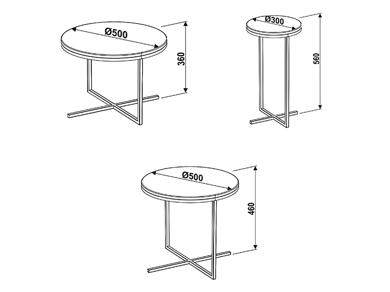 SET 3 MESAS DE CENTRO DECOCASA VOLPI NEGRO 50 X 50 CM 3