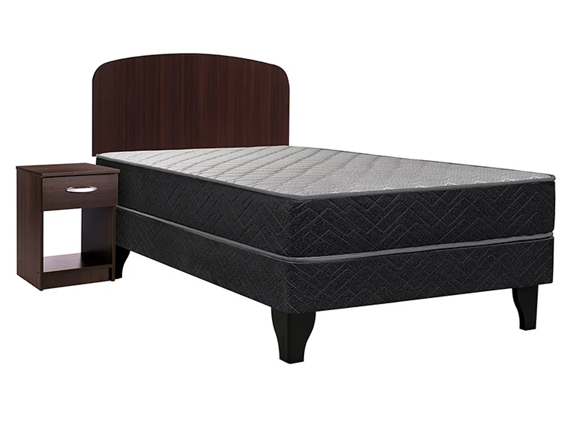 JUEGO DE DORMITORIO CELTA CAMA EUROPEA APOLO 1 PLAZA NEGRO + SET ASTURIAS 1