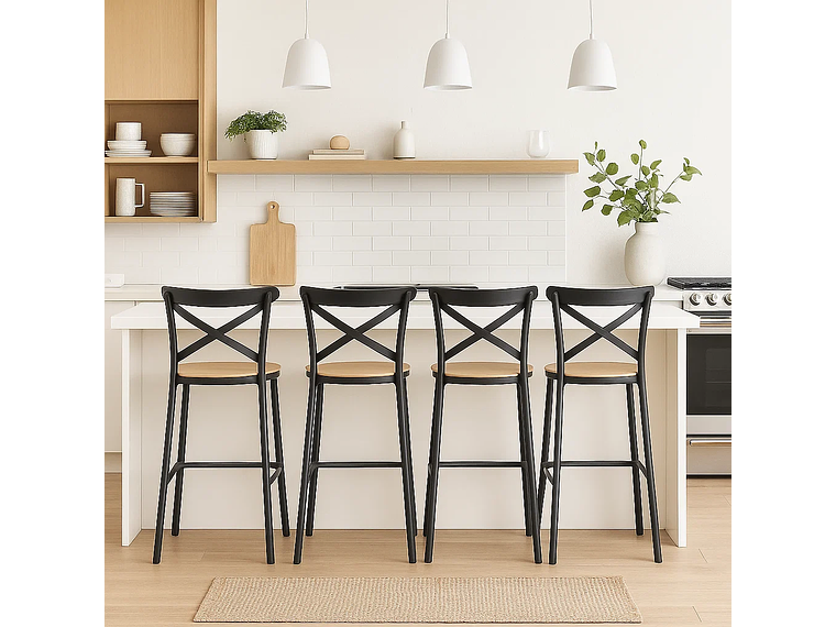 TABURETES KLIK MUEBLES CROSSBACK 1 CUERPO NEGROS PACK 4 DANUBIO 4